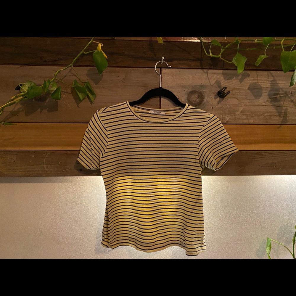 ZARA TRAFALUC Striped Semi-Cropped Short Sleeve(S)